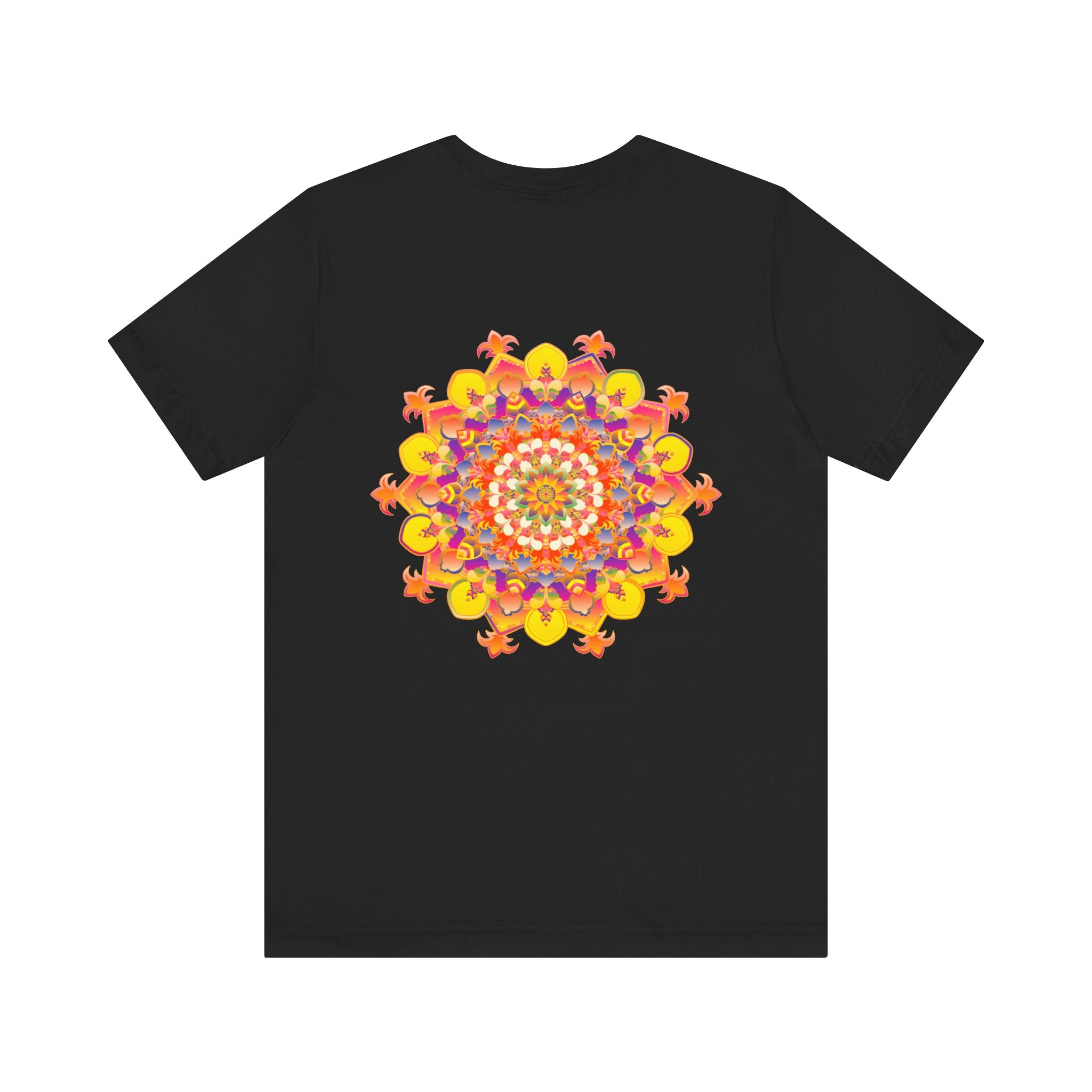 Colorful and intricate mandala design tee promoting spiritual peace and harmony