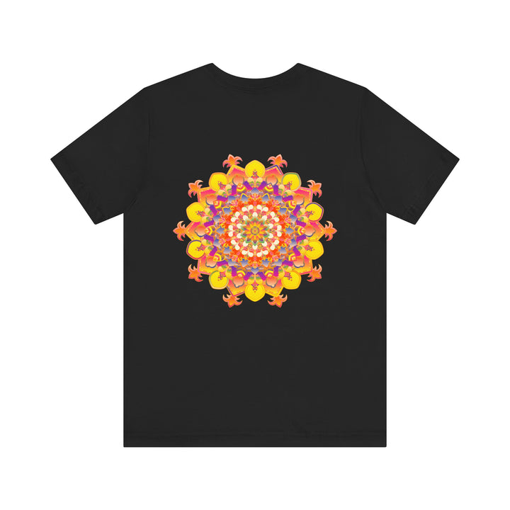 Colorful and intricate mandala design tee promoting spiritual peace and harmony