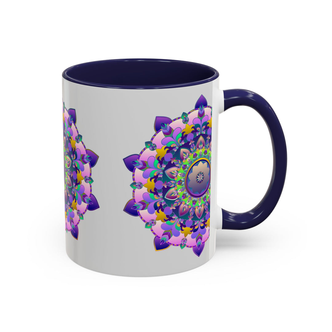 Beautiful ceramic mug with a vibrant mandala and floral design