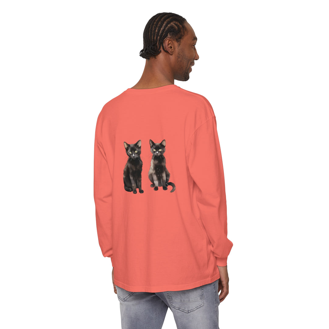 Black Cat Watercolor Art Long Sleeve T-Shirt featuring a beautiful feline design