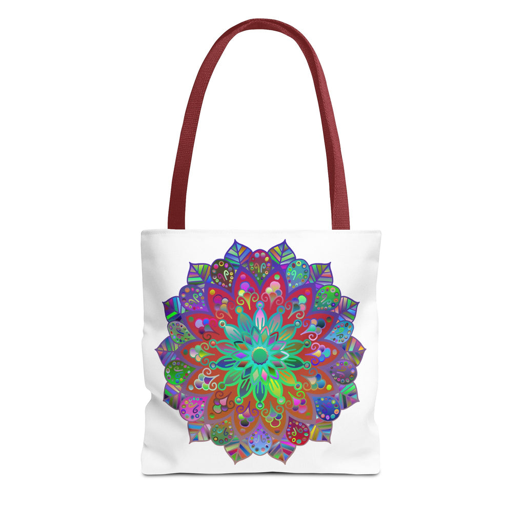 Vibrant and intricate colorful mandala design tote bag perfect for everyday use