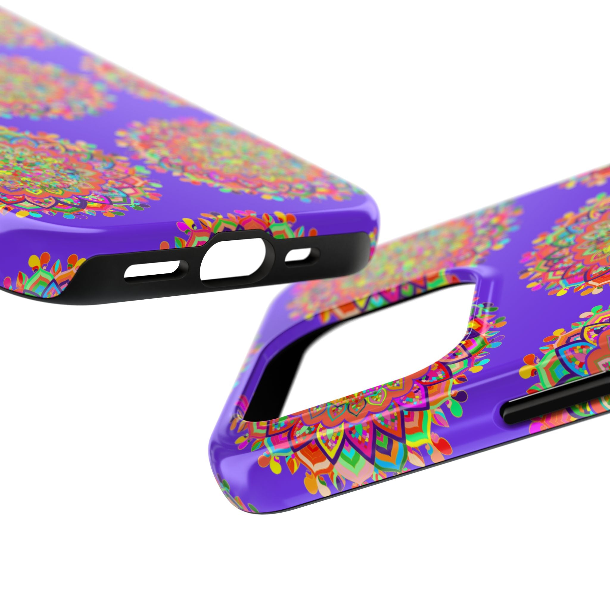 Hand Drawn Small Purple Mandala Art Phone Case designed for iPhone X and XS, featuring intricate and vibrant mandala design in shades of purple