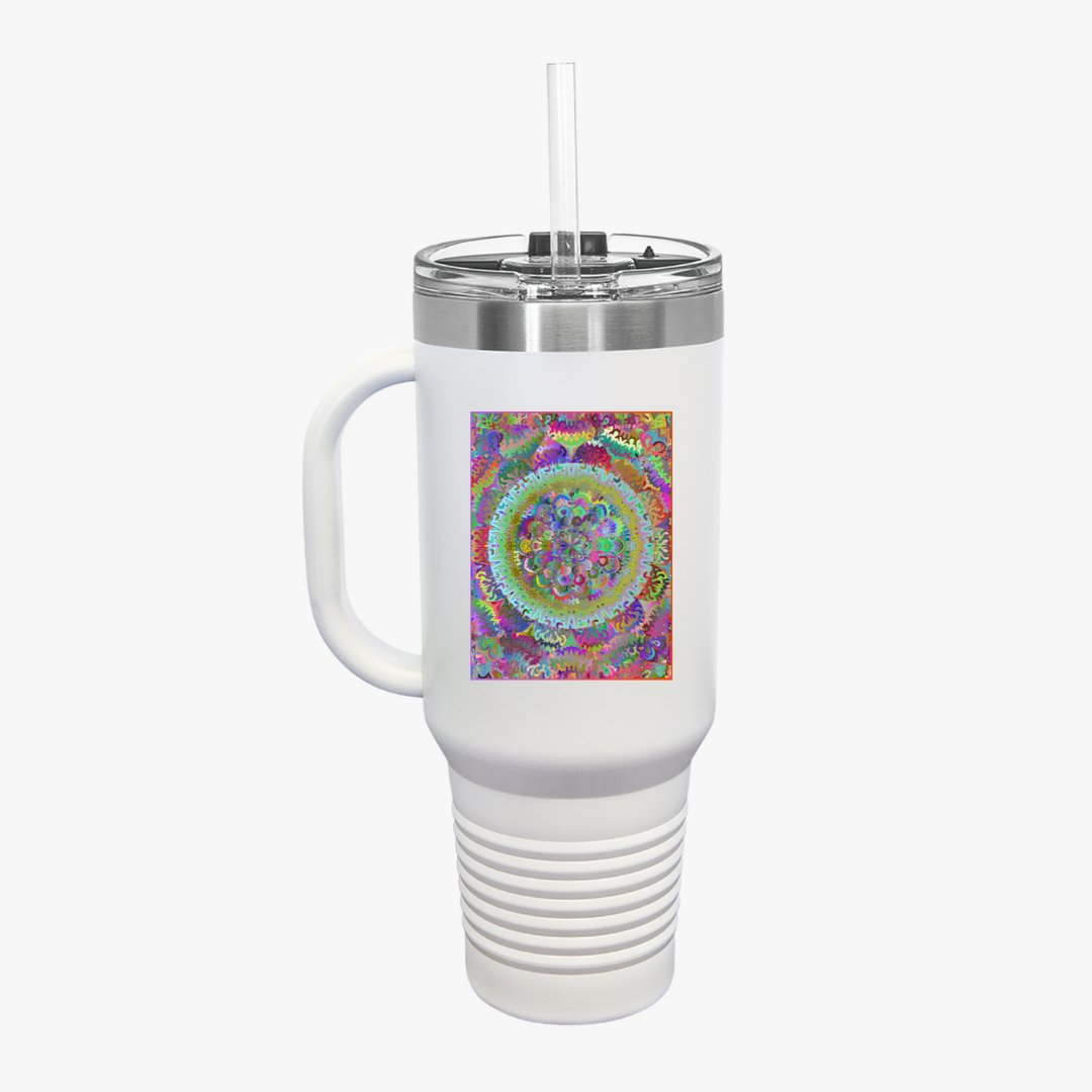 40oz Insulated Travel Mug with Mandala Design - The Perfect Stanley Alternative Mug - Blululi