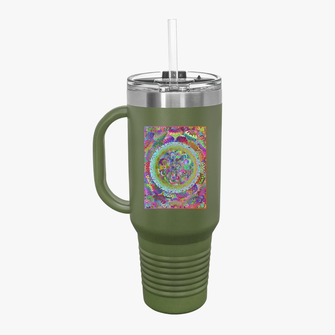 40oz Insulated Travel Mug with Mandala Design - The Perfect Stanley Alternative Mug - Blululi