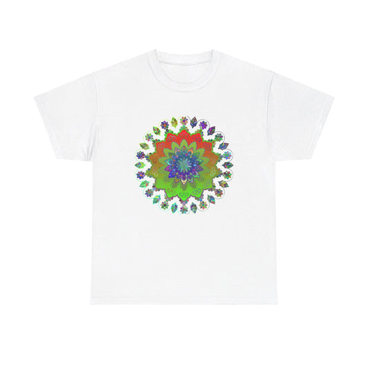 Mandala Art Yoga Mindfulness Tee 100% Cotton Unisex t-shirt on a white background