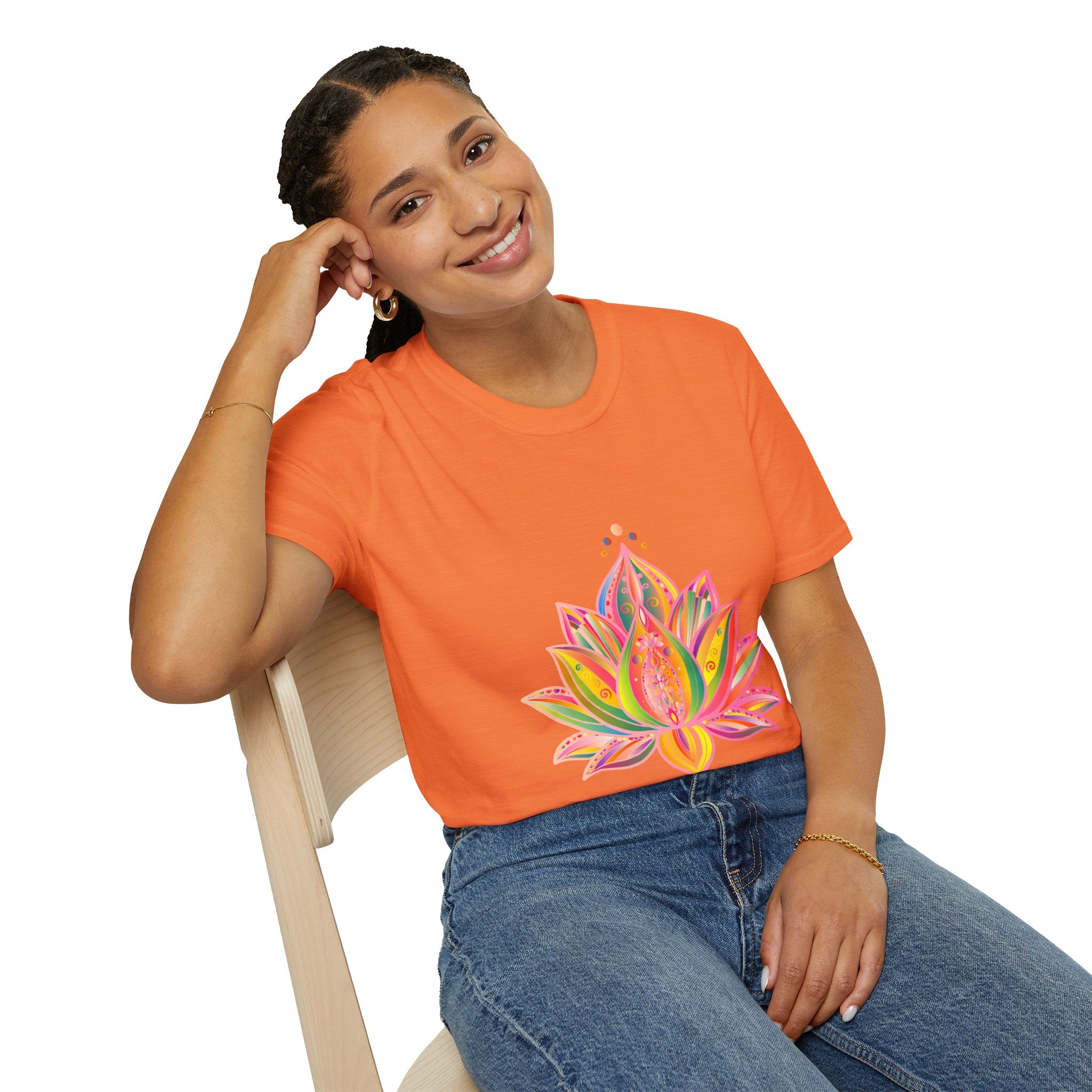 Lotus Mandala Unisex T-Shirt featuring a hand-drawn, unique design by Blululi