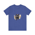 A close-up image of a black cat watercolor print t-shirt with vibrant and lifelike colors, perfect for cat lovers and art enthusiasts alike