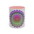 Intricately designed mandala art mug with vibrant and colorful patterns