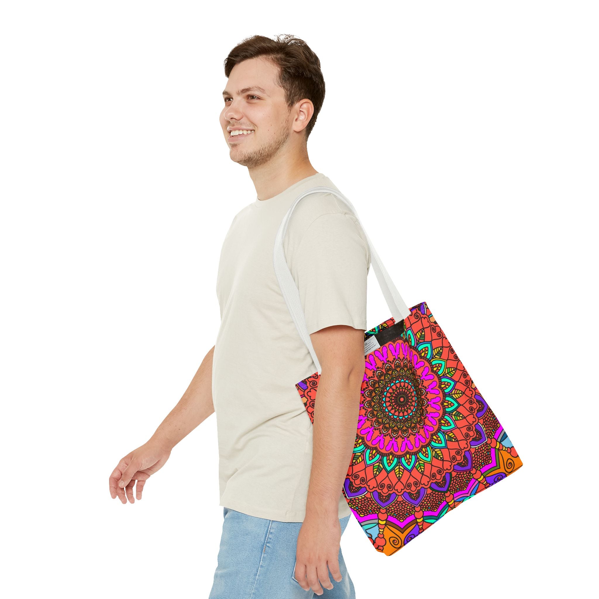Borsa tote con mandala colorati – Stampa all-over in stile boho psichedelico