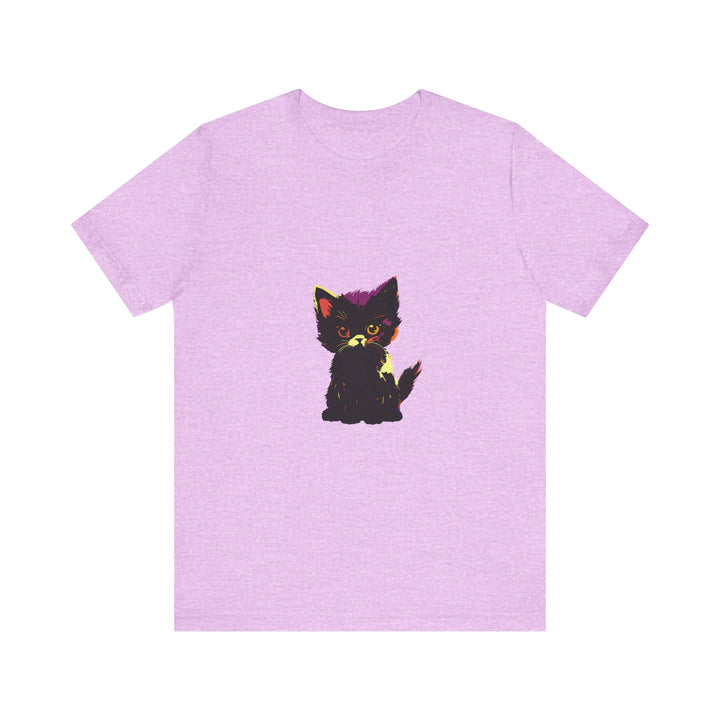 Neon Black Cat Mystery T-Shirt featuring a playful feline design