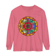 Colorful and intricate mandala design featured on a unisex long sleeve t-shirt