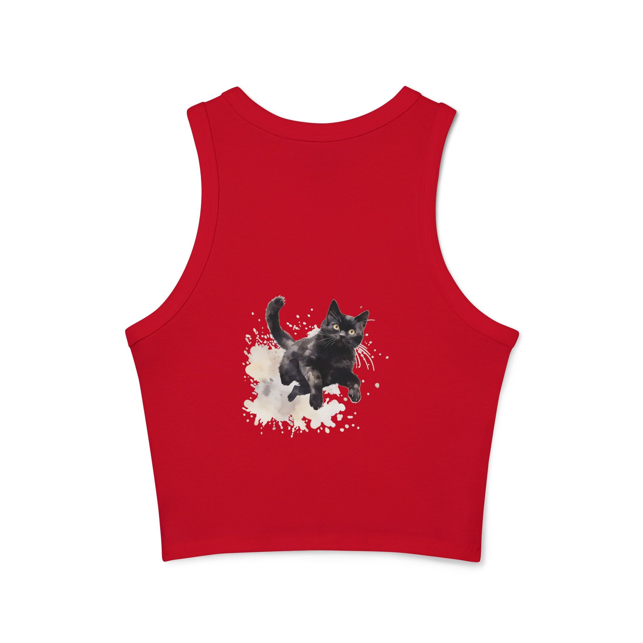 Innovative and artistic Black Cat Watercolor Splash Racer Tank Top design