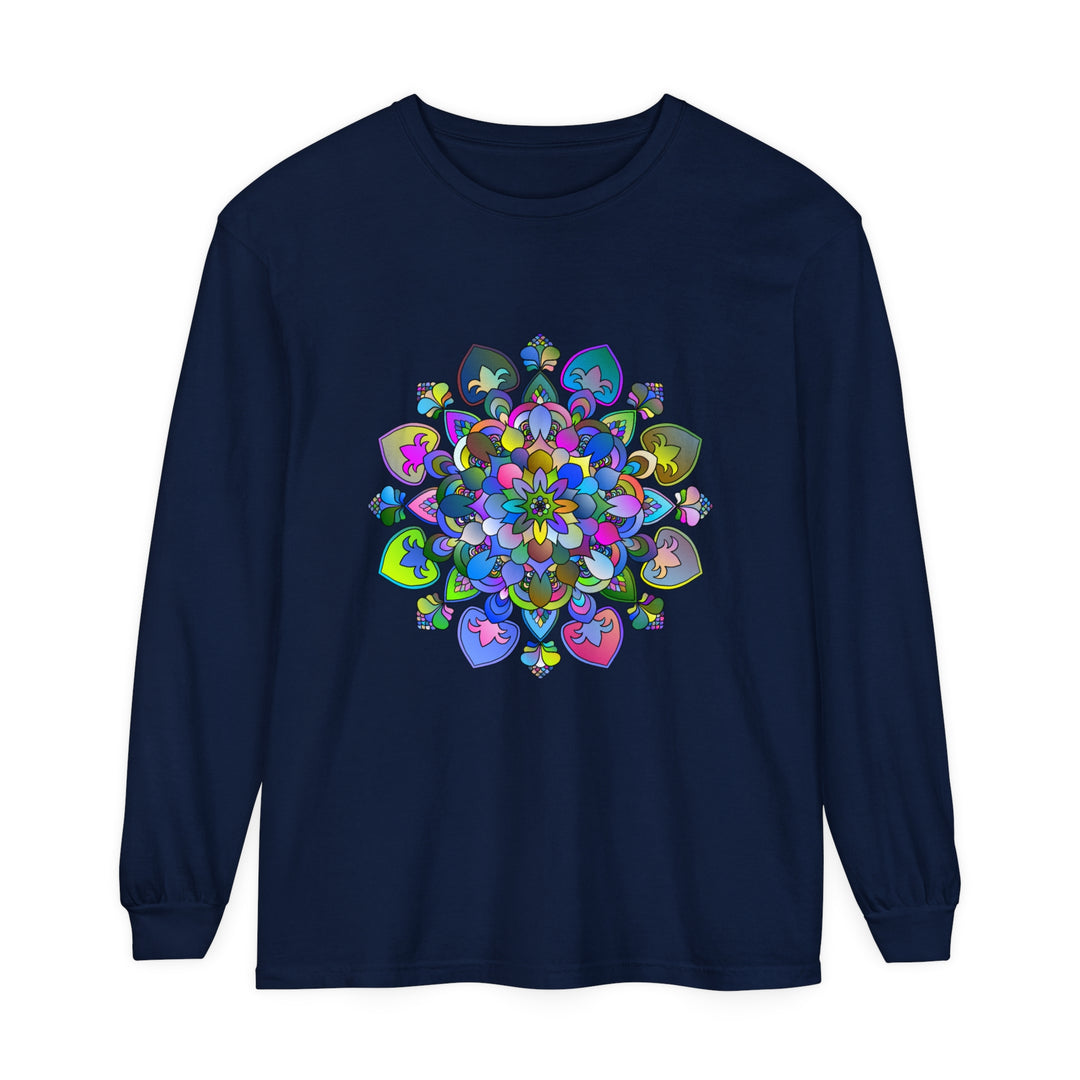 Colorful and intricate mandala design long sleeve t-shirt for a vibrant look