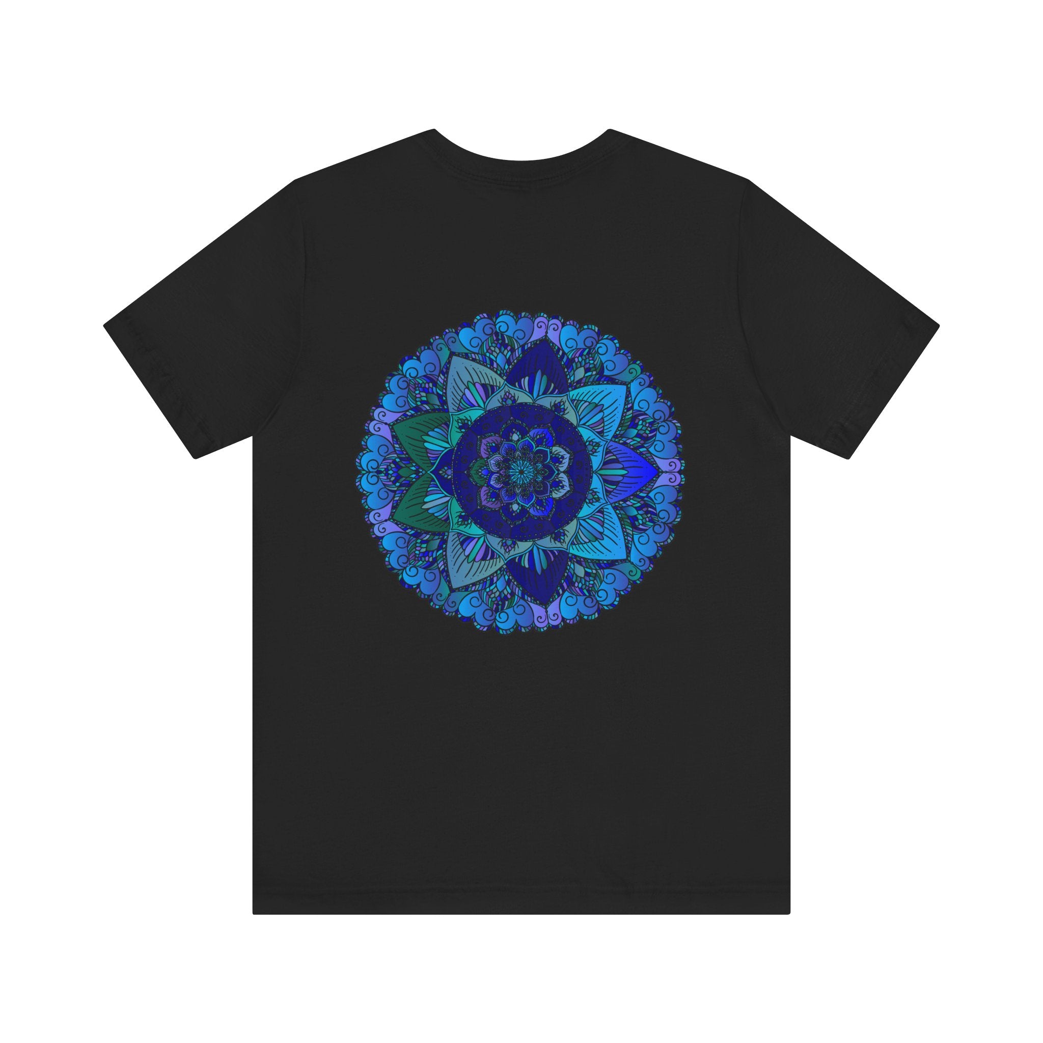 Blue Mandala T-Shirt featuring intricate spiritual design for peace and harmony