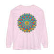 Colorful and intricate mandala design long sleeve t-shirt, suitable for both men and women, perfect for adding a vibrant touch to any outfit