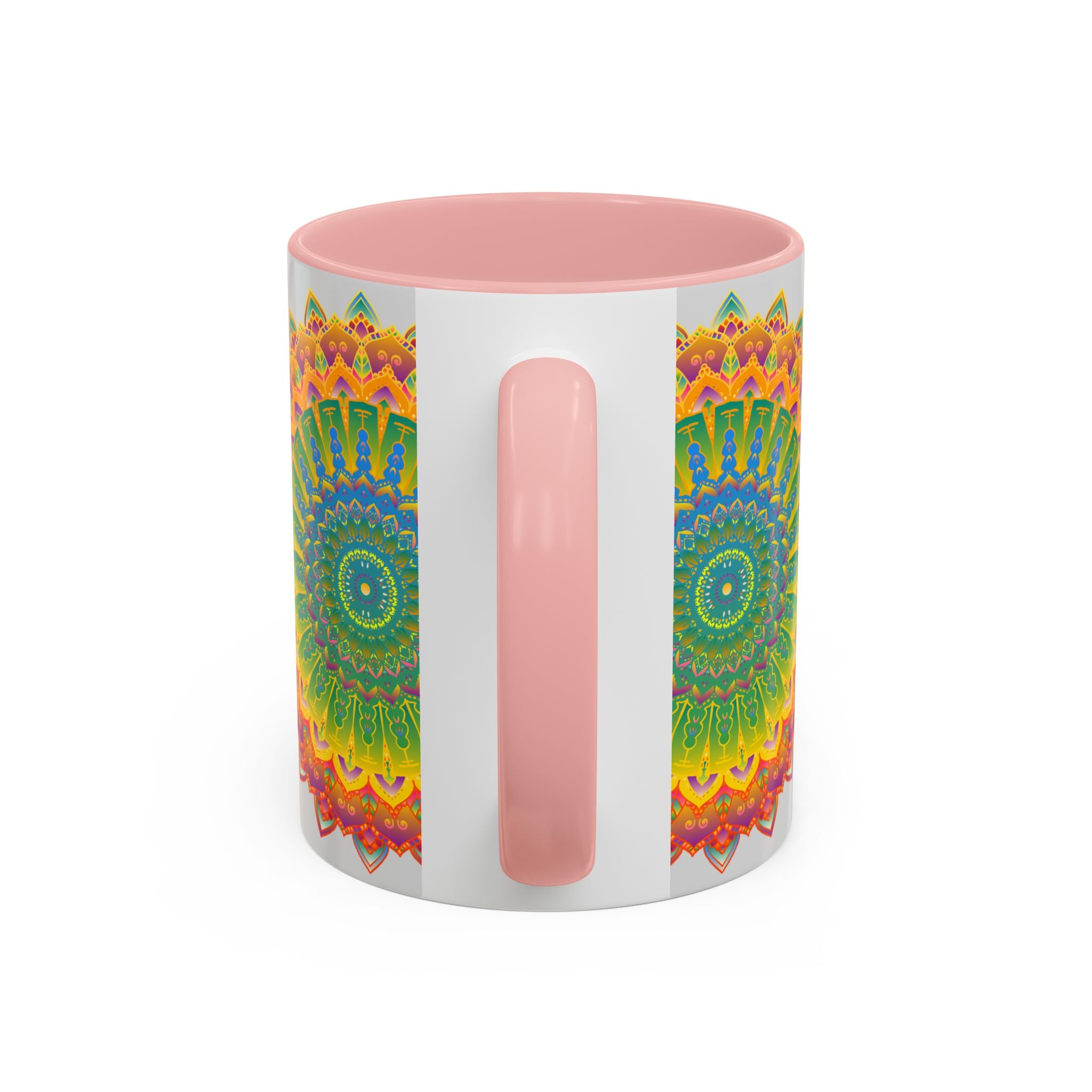  Stunning mandala pattern on a high-gloss, vibrant coffee mug