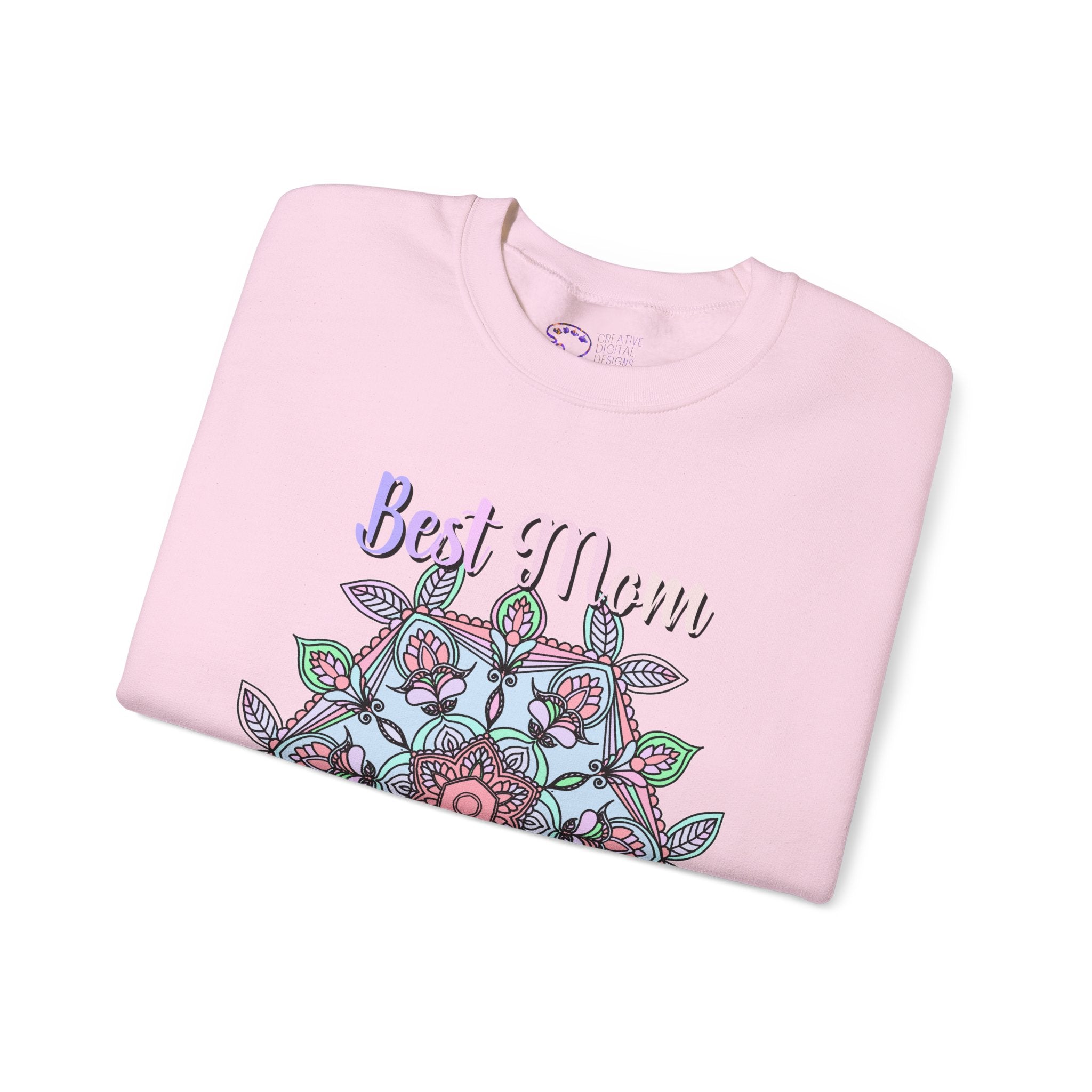 Mandala Art Crewneck Sweatshirt Celebrating Moms in Soft Hues
