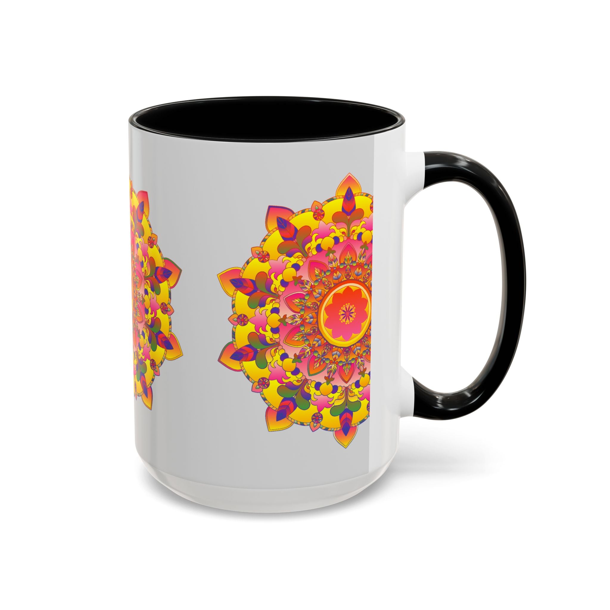 A vibrant and detailed mandala art mug, featuring intricate patterns and colorful designs for a unique and eye-catching drinking experience