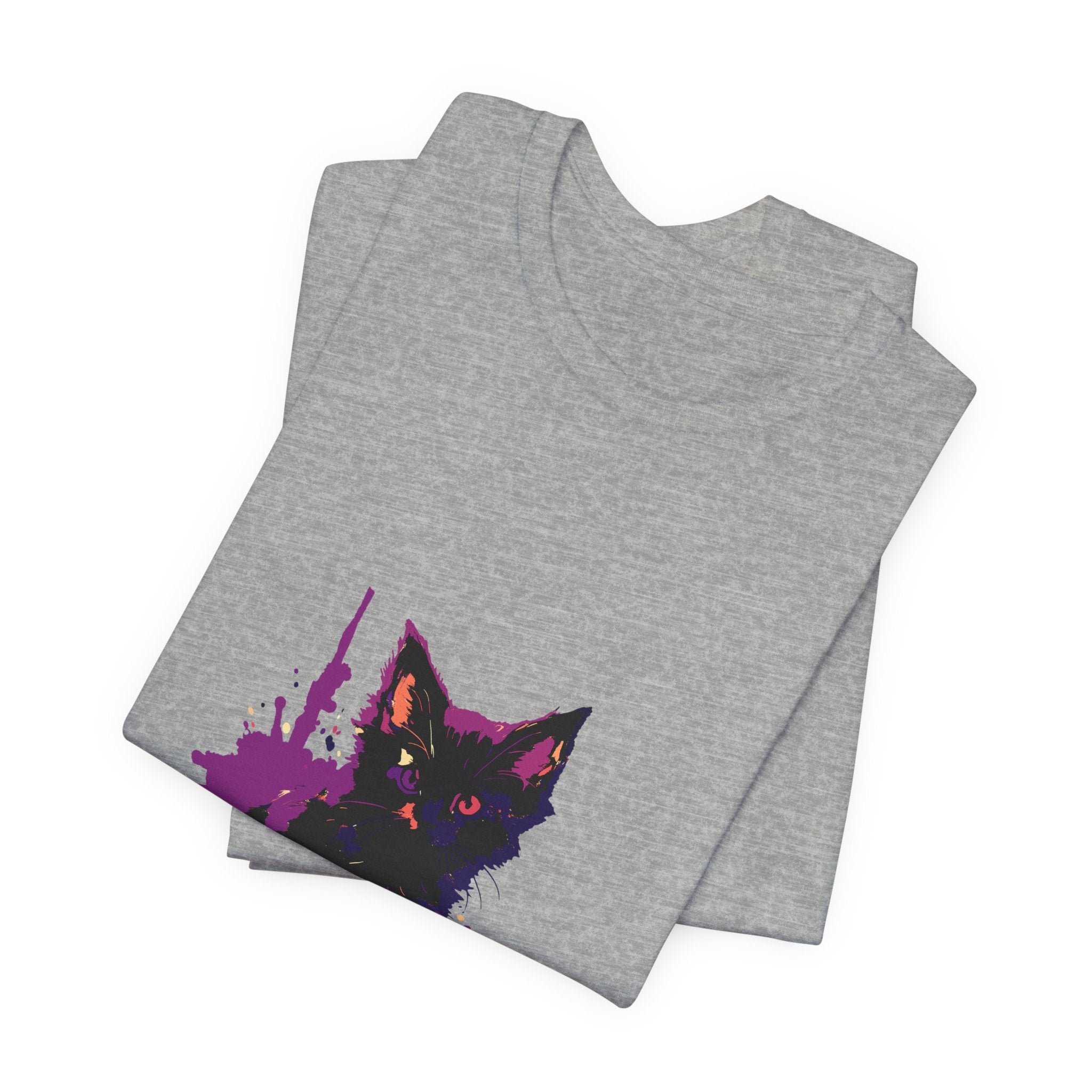 Black Cat Mystery - Purple Paint Splatter T-Shirt