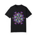 Unisex Mandala T-Shirt made of 100% Ring-Spun Cotton, featuring Hand-Drawn Mandala Art and Garment-Dyed for Extra Comfort