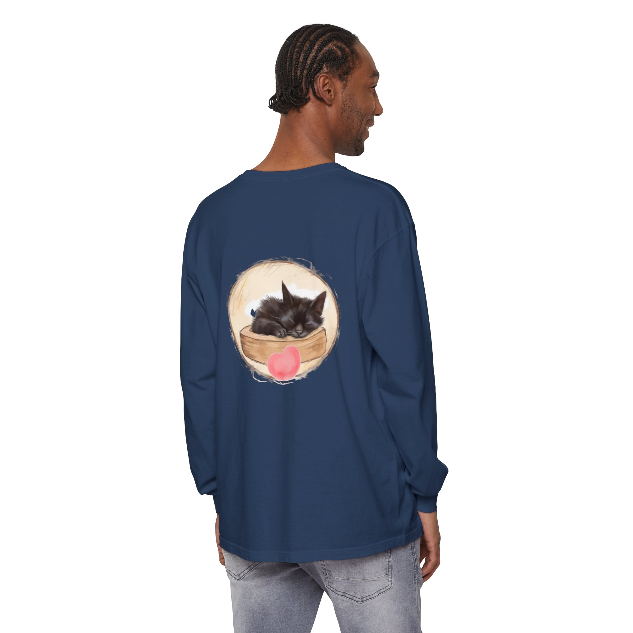 A cozy unisex t-shirt featuring an adorable sleeping kitten design perfect for bedtime