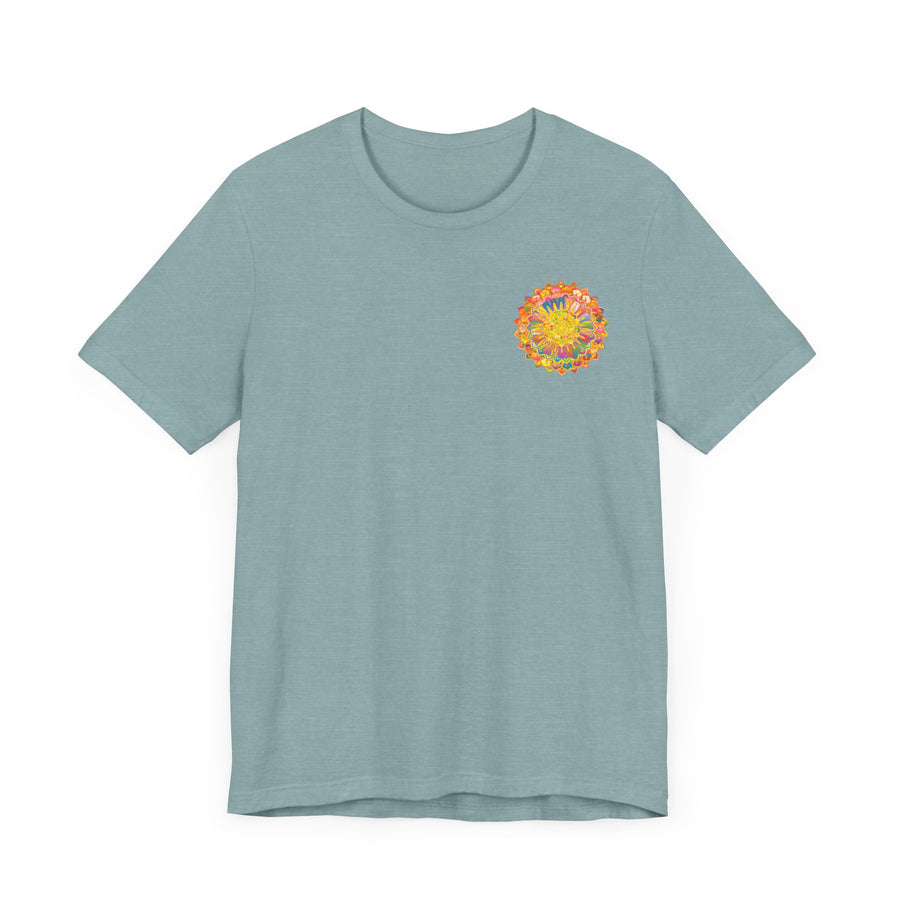 Colorful and intricate mandala tee representing spiritual peace and harmony