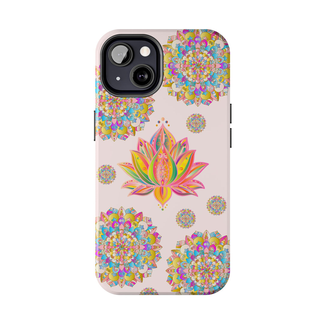 Beautiful light pink lotus flower mandala design phone case for sale