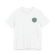 A colorful and intricate mandala design on a t-shirt, symbolizing spiritual peace and harmony for a vibrant and unique look