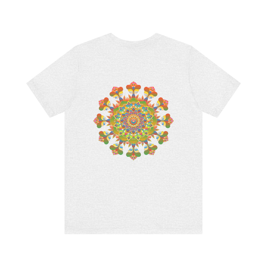 Close-up of Mandala Peace & Harmony T-Shirt's spiritual symbols