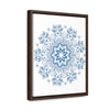 Beautiful handmade steel blue mandala design wall art on gallery canvas wraps, displayed in a vertical frame