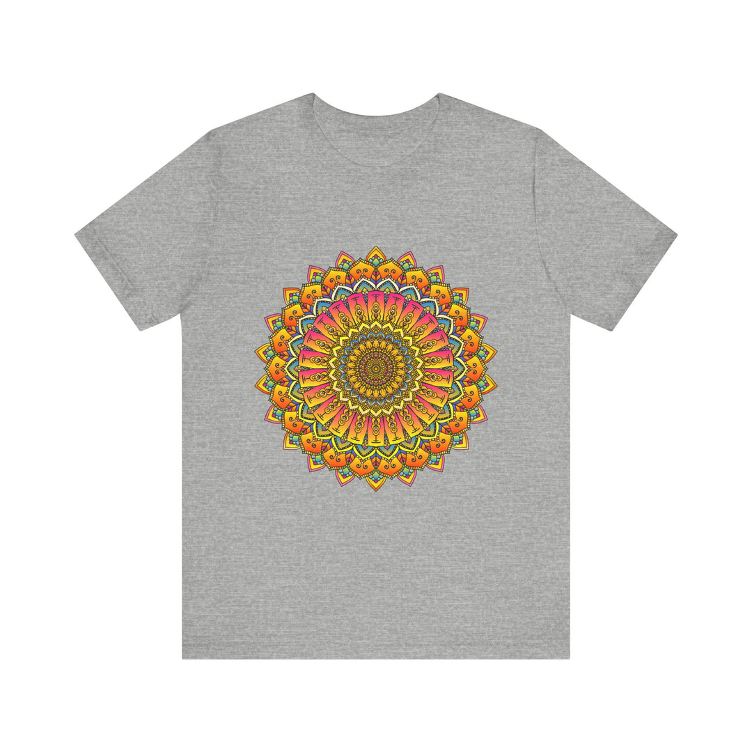 Vibrant Mandala Tee showcasing colorful and intricate spiritual art design