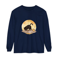 Black Cat Moonlit Mystery T-Shirt with Ghosts and Tombstones