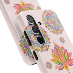 Phone Case featuring a Light Pink Lotus Flower Mandala Design for Protection and Style