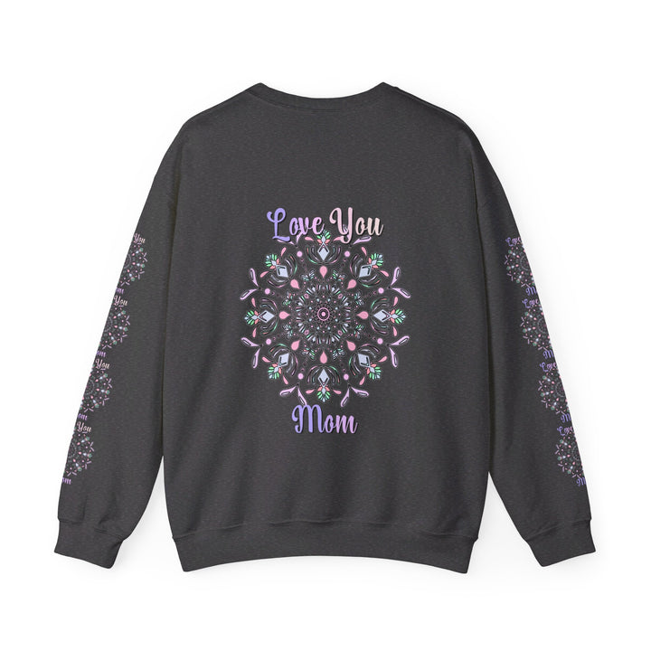 Cozy and stylish unisex crewneck sweatshirt with 'Love You Mom' design, perfect birthday gift for your beloved mother