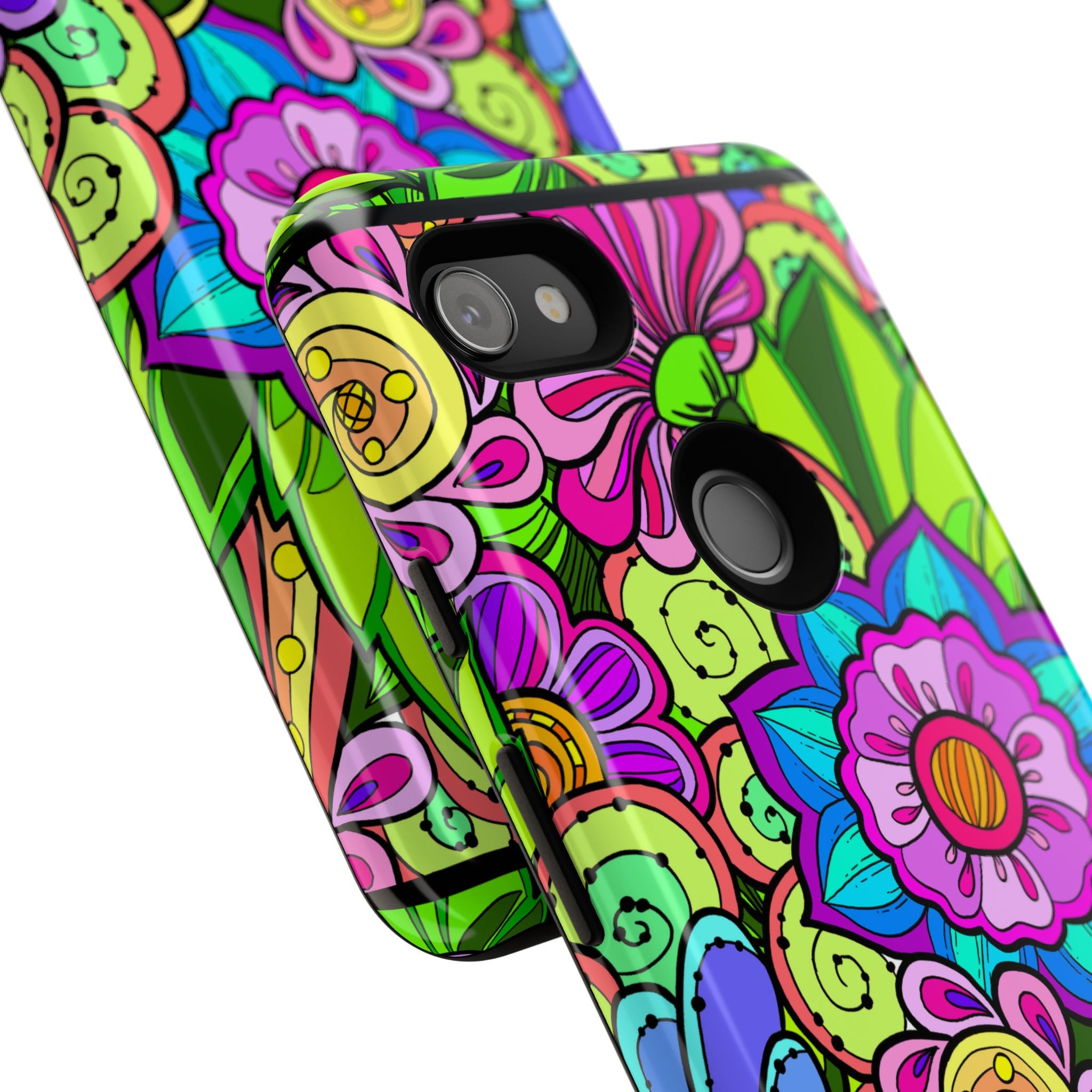 Floral Fantasy iPhone and Google Pixel Case in Bright Green Palette