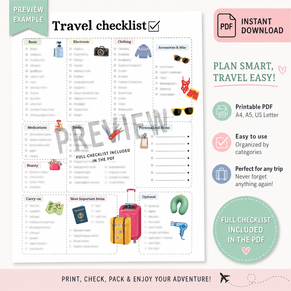 Ultimate travel checklist for international travel PDF packing checklist