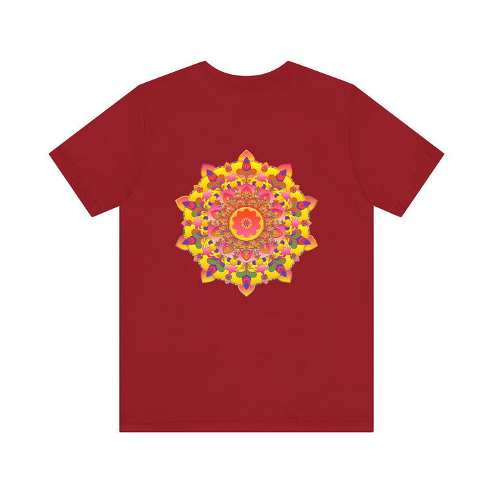 A colorful mandala design representing spiritual peace and harmony on a vibrant tee