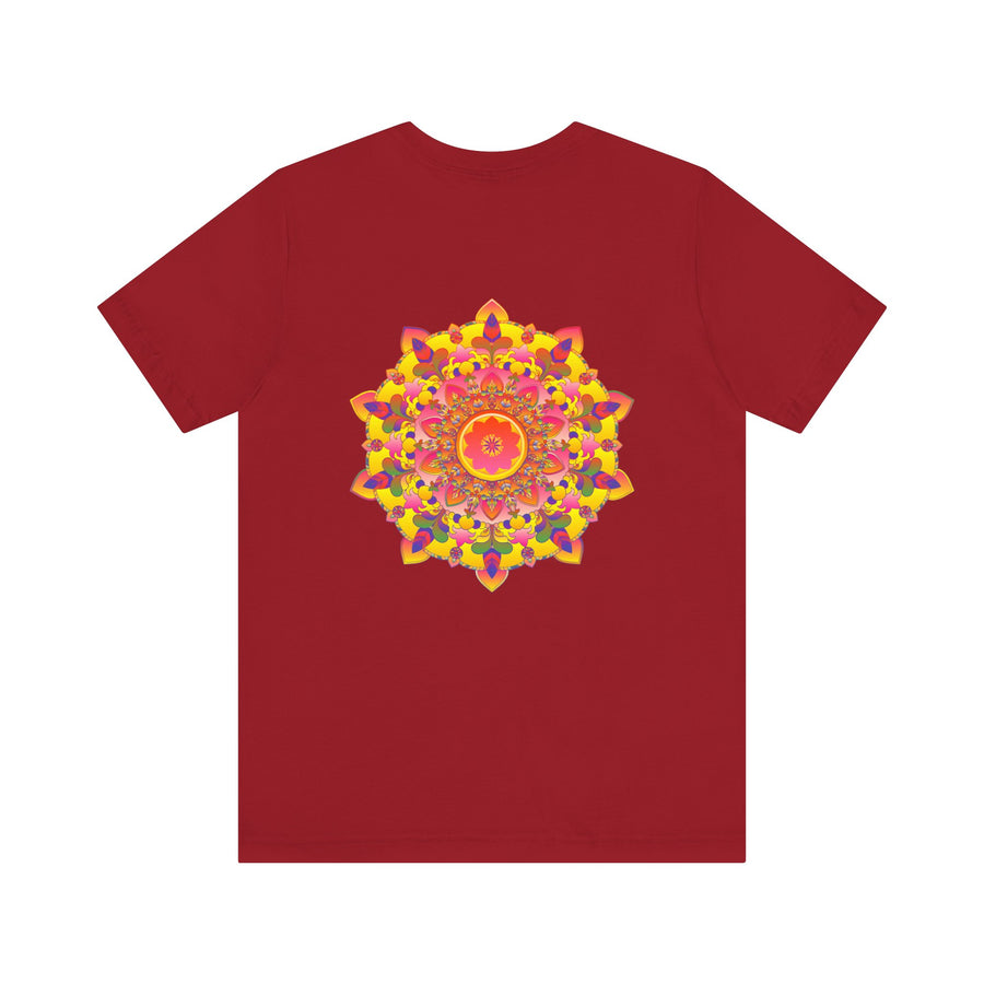 A colorful mandala design representing spiritual peace and harmony on a vibrant tee
