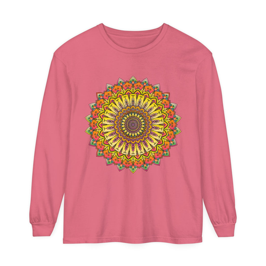  Detailed Mandala Pattern Long Sleeve Tee for Men and Women