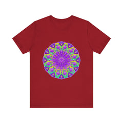 Beautiful purple and green mandala tee with intricate and detailed design