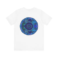 Blue Mandala T-Shirt featuring intricate spiritual design for peace and harmony