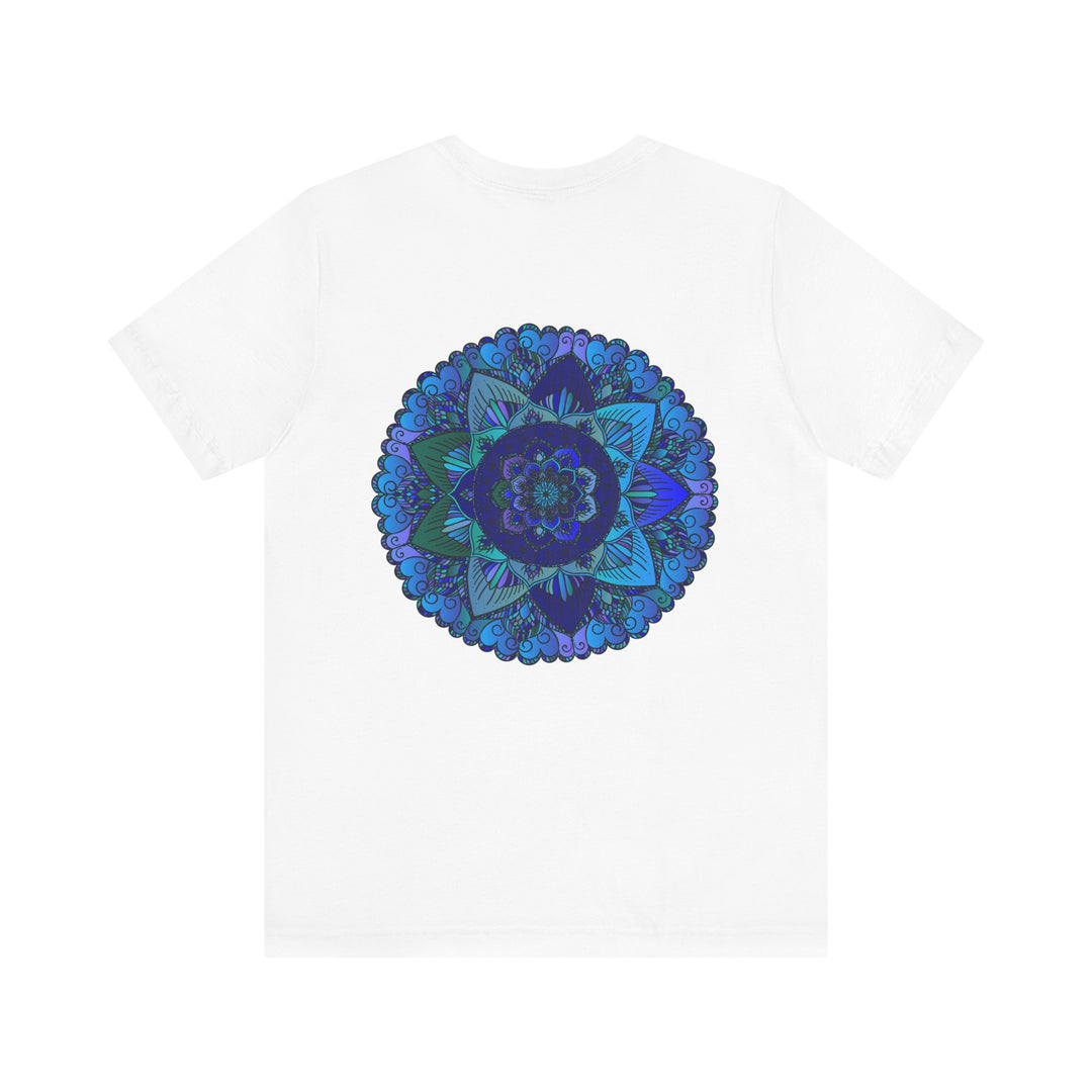 Blue Mandala T-Shirt featuring intricate spiritual design for peace and harmony