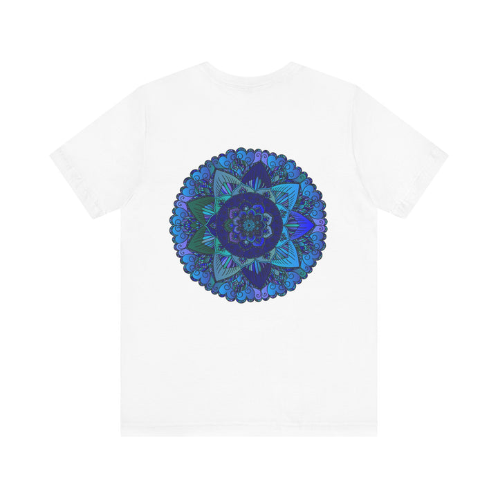 Blue Mandala T-Shirt featuring intricate spiritual design for peace and harmony