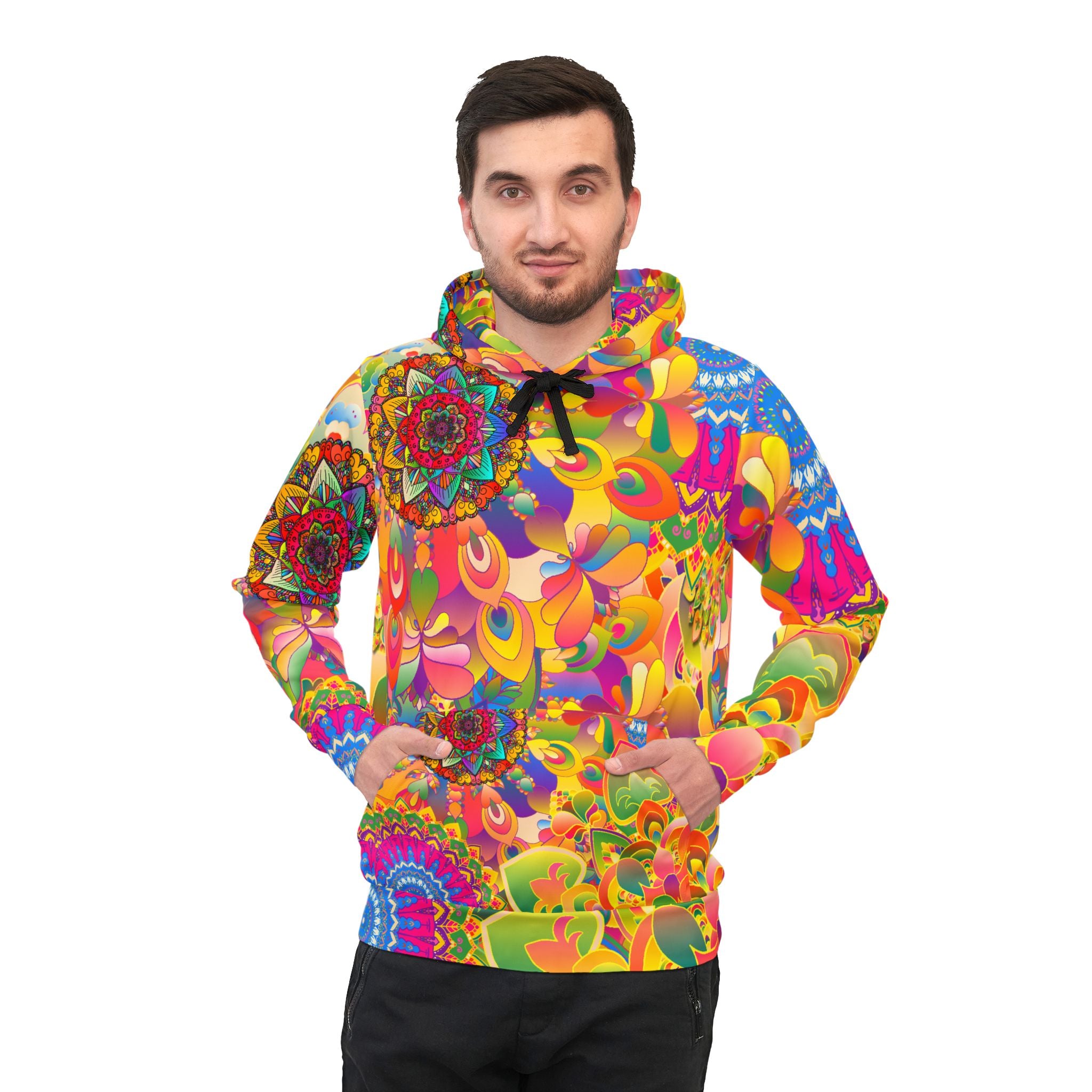 Psychedelic Floral Mandala Athletic Hoodie