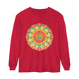 Colorful long sleeve t-shirt with intricate mandala design, perfect for artistic and vibrant fashion statement