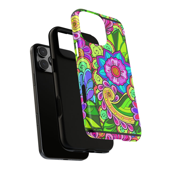 Floral Fantasy iPhone and Google Pixel Case in Bright Green Palette