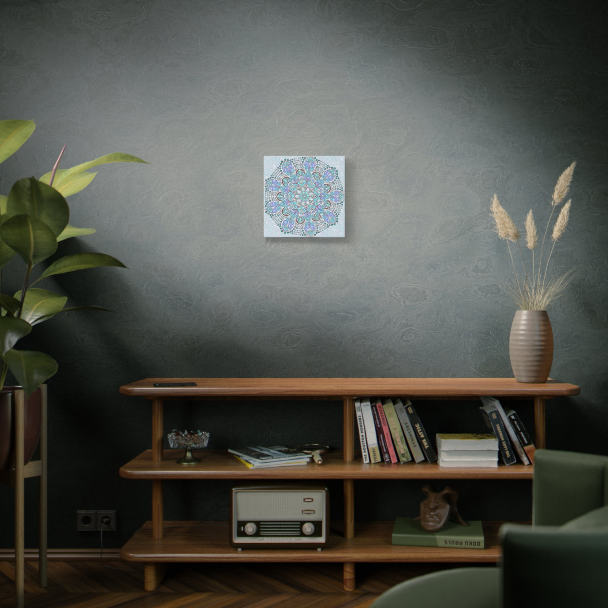Mandala Canvas Wall Art – Blue and Purple Boho Meditation Decor