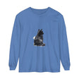 Black and white watercolor cat design on a comfortable long sleeve t-shirt