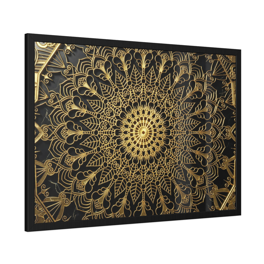 Majestätische Stille – Schwarz-Gold Luxus-Poster mit Rahmen
