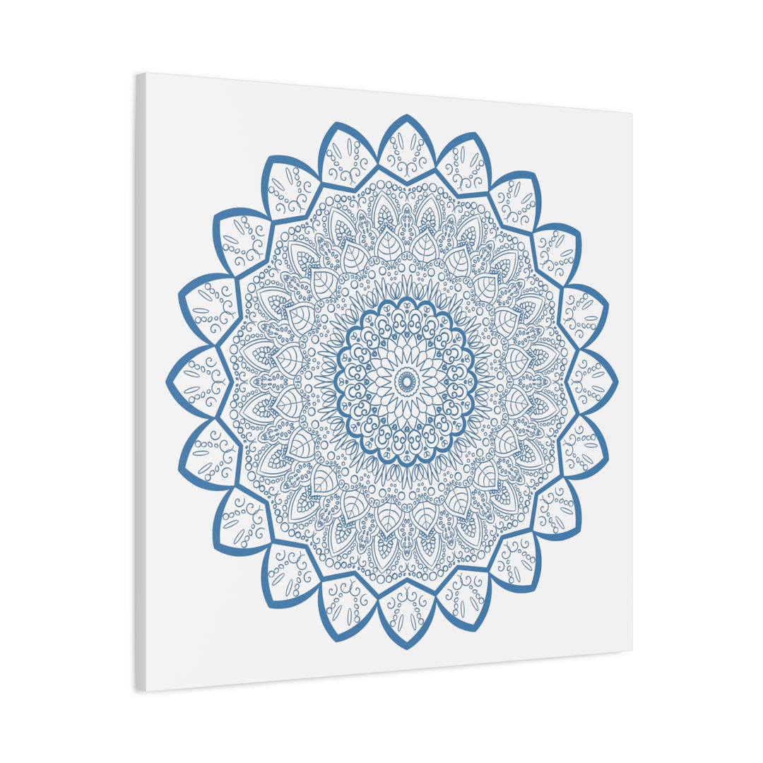 Handmade Mandala Art Steel Blue Matte Canvas Wall Art Stretched 125 Inch